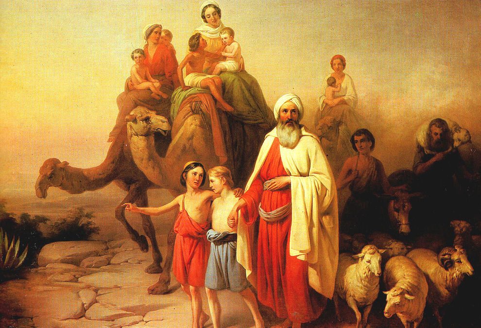 See wikipedia article on Abraham for "A Painting of Abraham's Departure" by József Molnár