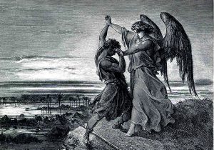 Jacob Wrestles with the Angel by Gustave Doré available from https://en.wikipedia.org/wiki/Jacob_wrestling_with_the_angel#/media/File:024.Jacob_Wrestles_with_the_Angel.jpg