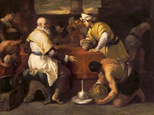 Receiving His Portion by Luca Giordano, 1685 (Parable of the Prodigal Son) available on wikipedia, for sermon on Father's joy